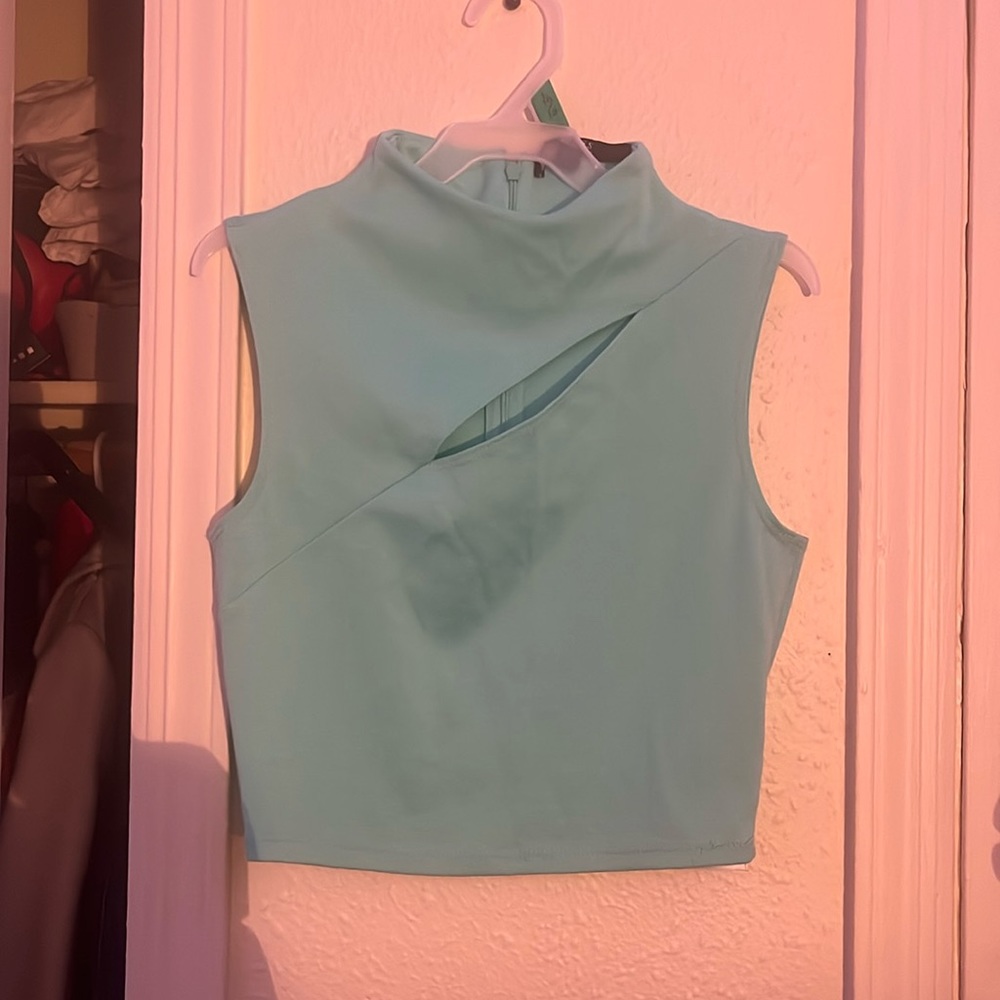 Guess Los Angeles Blue Mock Neck Top Size: XS